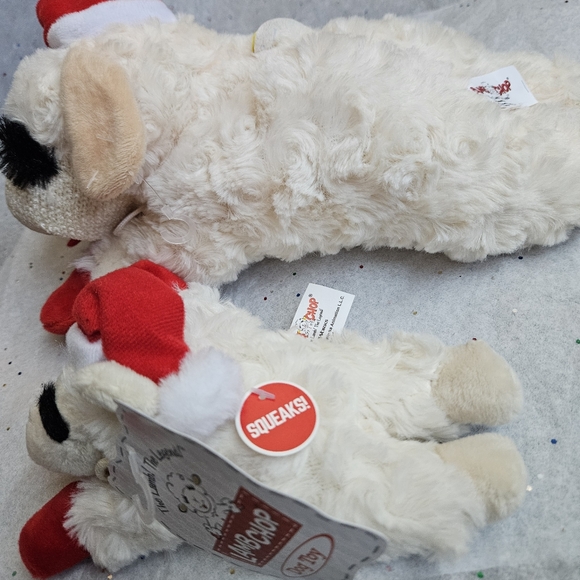 Lamp Chop Christmas Santa Hat  Dog Toy LOT OF 2 PLUSH TOYS SQUEAKY NWT NEW - Picture 15 of 16